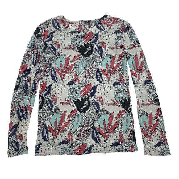 Stateside Size XS Knit Floral Print Blue Pink Long Sleeve Top Pima Cotton FLAWS* - Picture 2 of 13